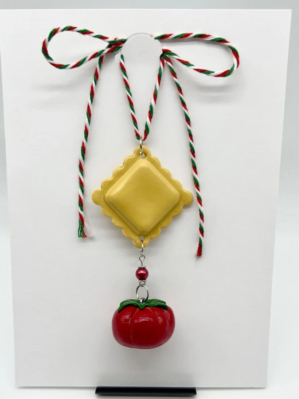 Ravioli & Tomato Ornament | Handmade Italian Food Ornament, Pasta Lover Gift